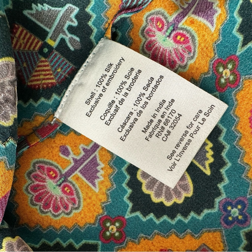 Tanvi Kedia Anthropologie Colorful 100%Silk Beaded Boho Blouse XS - Picture 6 of 7